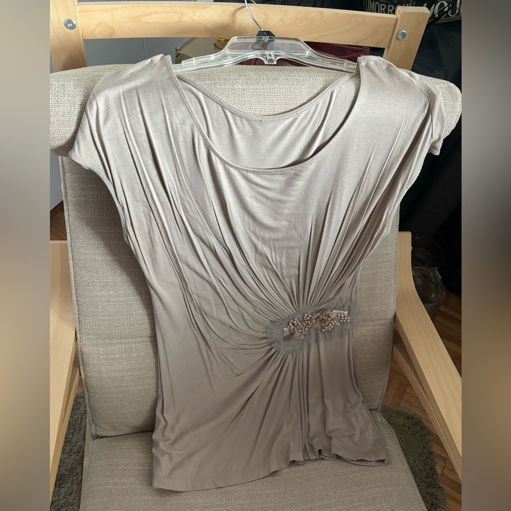 Women’s Draped Embellished Waist Top - Cream